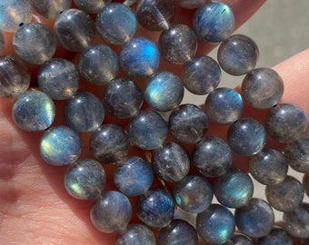 8mm AAA Labradorite Natural Stone Beads - Genuine - High Quality - Full Strand - 15" - Transparent Labradorite