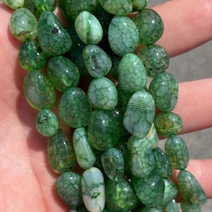 11mm Green Fire Agate Large Nugget Beads - Stone Bead - Full Strand - 15&quot;