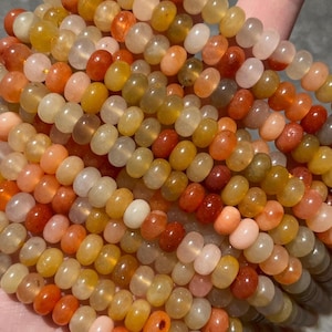 5mm x 8mm Fortune Jade Rondelle Beads - Natural Stone - Full Strand - 15&quot;