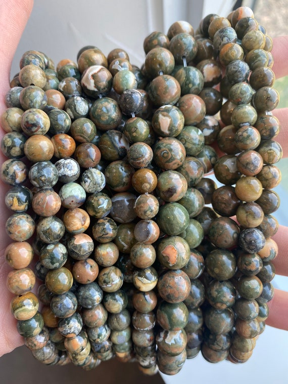 Beautiful Polished Rhyolite Beads - 10mm - High Quality - Natural Stone -  Jewelry - Necklace - Bracelet - DIY - Supplies