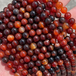 8mm Smokey Red Banded Agate Natural Stone Beads - Full Strand - 15&quot;