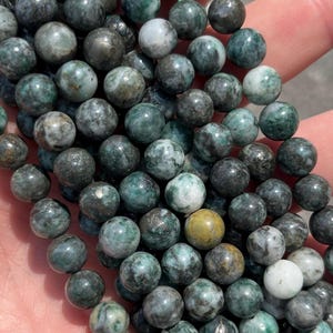8mm Pyrite In Jade Beads - Natural Stone - Full Strand - 15&quot;