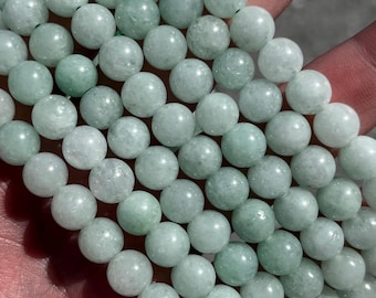 8mm Green Chalcedony Beads - Natural Stone - Full Strand - 15"