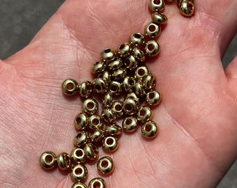 3mm x 6mm Solid Brass Rondelle Shaped Spacer Bead - Findings - 2mm Hole