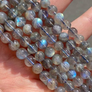 6 mm AAA gepolijste transparante labradorietkralen - natuursteen - regenboogflits - volledige streng - 15"