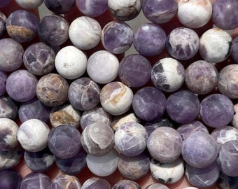 Perles d'améthyste sauge mate 10 mm - pierre naturelle - brin complet - 15"
