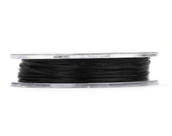 Cordón para abalorios negro - Cordón elástico para hacer joyas - 0,8 mm - Cordón de varios hilos