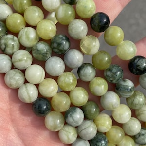 8mm Serpentine Jade Beads - High Quality - Natural Stone - 15&quot; - Full Strand - Smooth