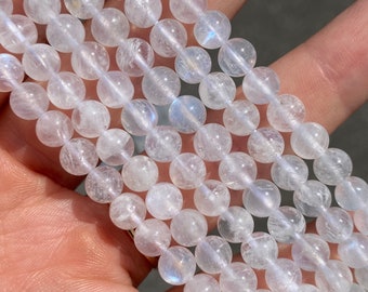 6mm Blue Moonstone Beads - Natural Stone - Semi Precious - Full Strand - 15"