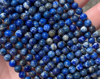 6mm Lapis Lazuli Beads - Natural Stone - Full Strand - 15&quot;