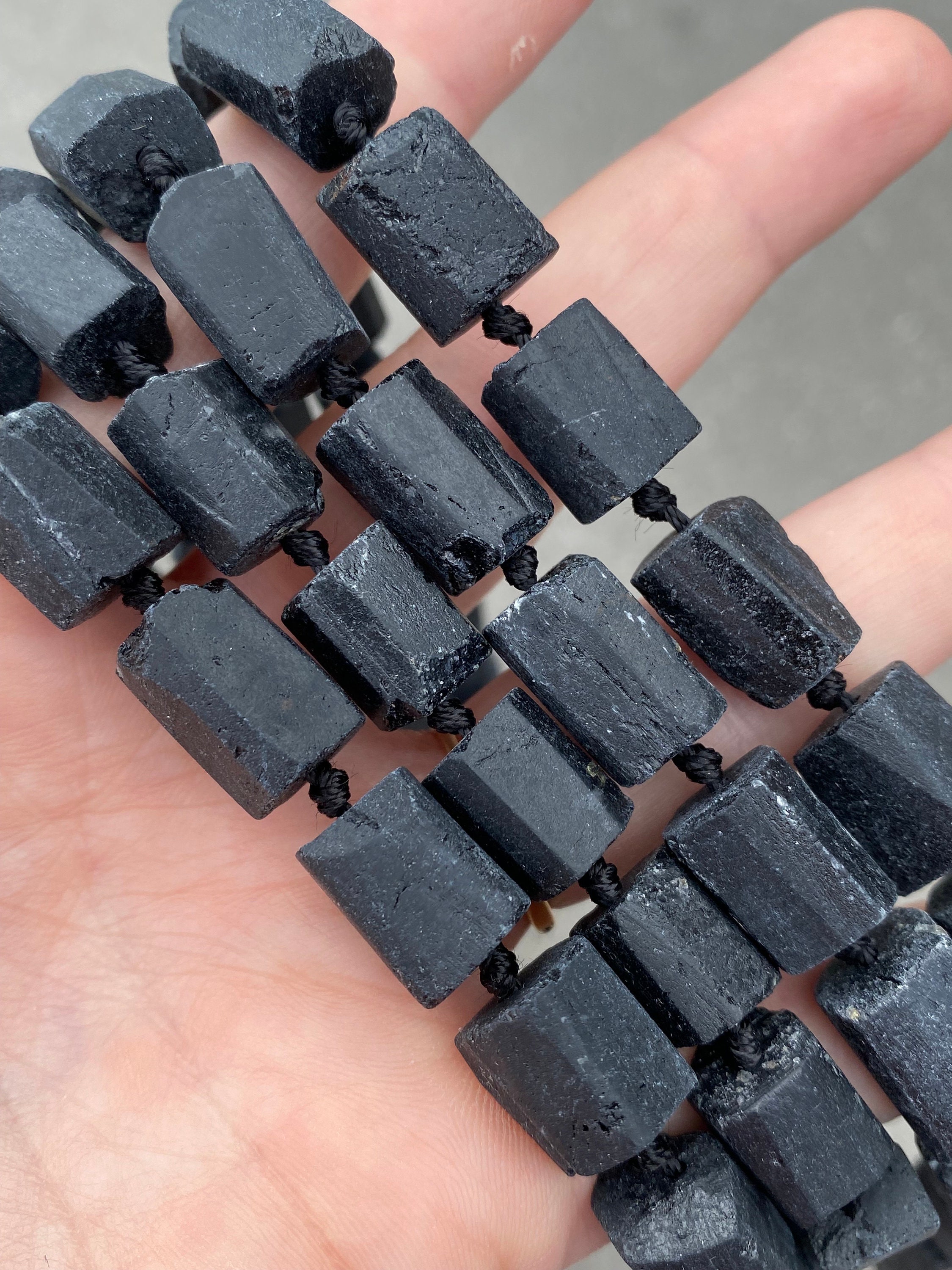 8mm X 15mm Raw Black Tourmaline Hand Cut Irregular Cylinder Tube Gemstone Bead Natural Stone Full Strand 15 Etsy UK