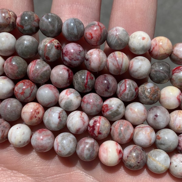 8mm Polished Cinnibrite Beads - Natural Stone - High Quality - Full Strand - 15" - Smooth
