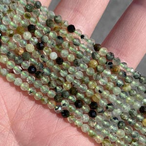 3mm Faceted Round Prehnite Natural Stone Beads - 120 Beads - 15&quot; - Full Strand