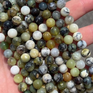 8mm Green Opal Beads - Natural Stone - Full Strand - 15&quot;