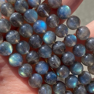 8mm AAA Labradorite Natural Stone Beads - Genuine - High Quality - Full Strand - 15&quot; - Transparent Labradorite
