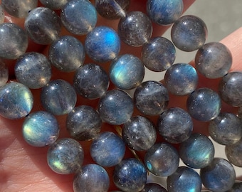 8mm AAA Labradorite Natural Stone Beads - Genuine - High Quality - Full Strand - 15" - Transparent Labradorite