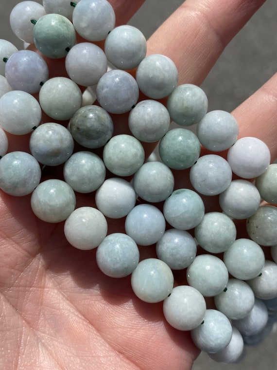 10mm Polished Burma Jade Natural Stone Beads Full Strand 15 High