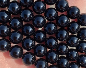 8mm Black Onyx Natural Stone Beads - Full Strand - 15&quot;