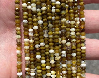 3mm x 4mm Faceted Yellow Opal Rondelle Natural Stone Beads - 120 Beads - Dainty - 15" - Full Strand