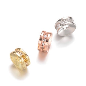 3mm x 6mm Cubic Zirconia CZ Pave Spacer Beads - 1 Piece - 3 Pieces - 6 Pieces - Gold - Silver - Rose Gold - White CZ - Canadian Supplier