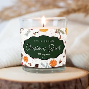 Christmas Candle Label Template, Editable Candle Label Design, Customizable Candle Jar Label, Canva Template, DIY Candle Sticker