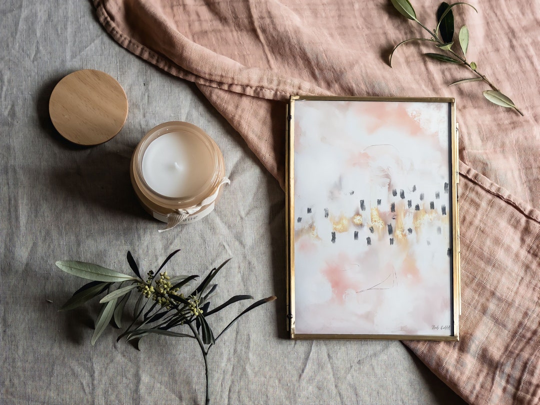 Abstract Art Print, Pink and Gold Wall Art, Abstract Wall Art, Living ...