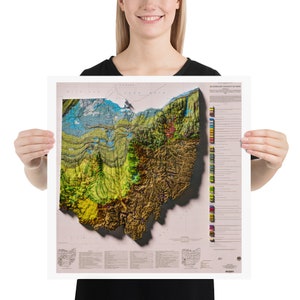 1999 3D Geologic Map of Ohio | Etsy