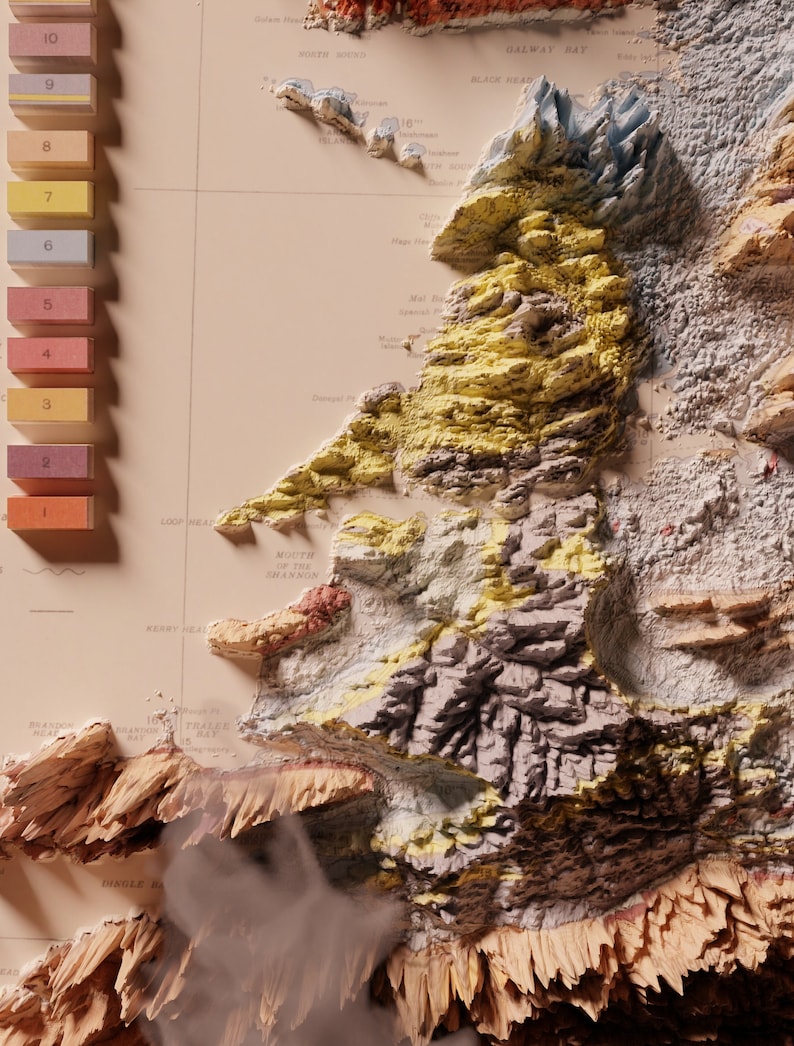 1961 3D Geologic Map of Ireland - Etsy
