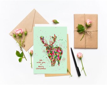 Handgemaakte rendierkerstkaarten - afwerking, set van 16