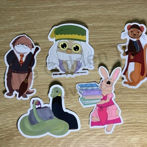 魔法学校のキャラクターの動物ステッカーおよび/または磁気ブックマーク - ハリー、アルバス、ロン、ハーマイオニー、スネイプ