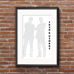 Impresión con citas de Fred y George: Arte mural inspirado en magos (descarga digital)