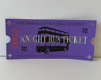 Magic School Bus Ticket Print – Silver Foiled Fantasy Ticket – Wizard Inspired
