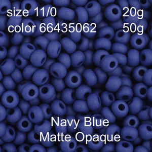 Preciosa Czech Seed Beads 11/0 Navy Blue Matte Opaque 20g or 50g, color 35062