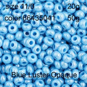 Preciosa Czech Seed Beads 11/0 Blue Luster Opaque 20g or 50g, color 35041