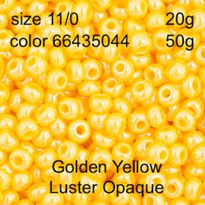 Preciosa Czech Seed Beads 11/0 Golden Yellow Luster Opaque 20g or 50g, color 35044