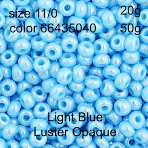 Preciosa Czech Seed Beads 11/0 Light Blue Luster Opaque 20g or 50g, color 35040