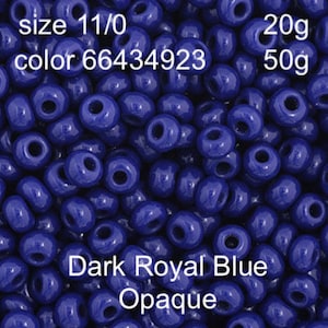 Preciosa Czech Seed Beads 11/0 Dark Royal Blue Opaque 20g or 50g, color 34923