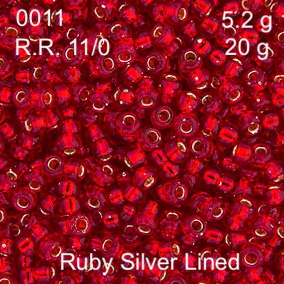 11-10, Miyuki 22g Silver Lined Flame Red 11-10, Miyuki 22g Silver Lined Flame Red