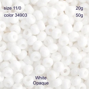Preciosa Czech Seed Beads 11/0 White Opaque 20g or 50g, color 34903