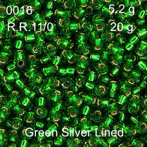 Miyuki Seed Beads 11/0 Green Silver Lined - 0016, 5.2 g or 20 g