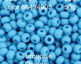 Preciosa Czech Rocailles 11/0 Turquoise Opaque 20g oder 50g, Farbe 34905