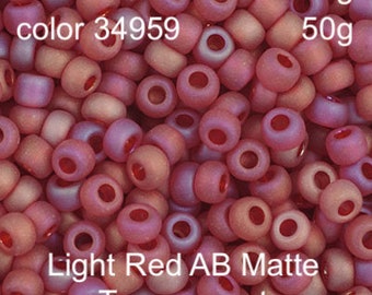 Preciosa Czech Seed Beads 11/0 Light Red AB Matte Transparent 20g or 50g, color 34959