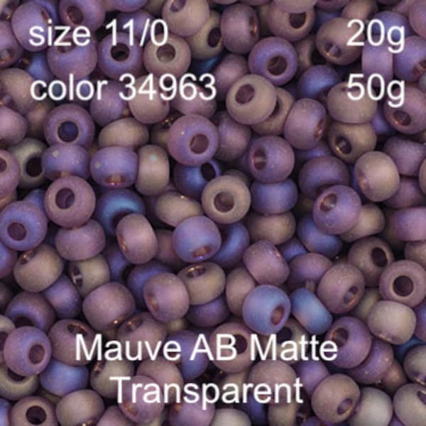 Preciosa Czech Seed Beads 11/0 Mauve AB Matte Transparent 20g or 50g, color 34963
