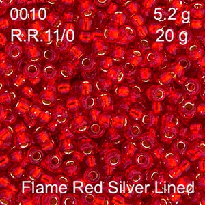 11-10, Miyuki 22g Silver Lined Flame Red 11-10, Miyuki 22g Silver Lined Flame Red