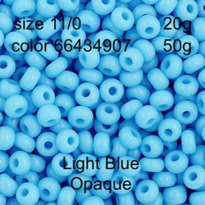 Preciosa Czech Seed Beads 11/0 Light Blue Opaque 20g or 50g, color 34907