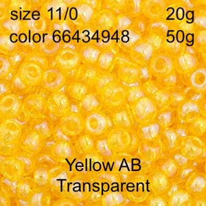 Preciosa Czech Seed Beads 11/0 Yellow AB Transparent 20g or 50g, color 34948