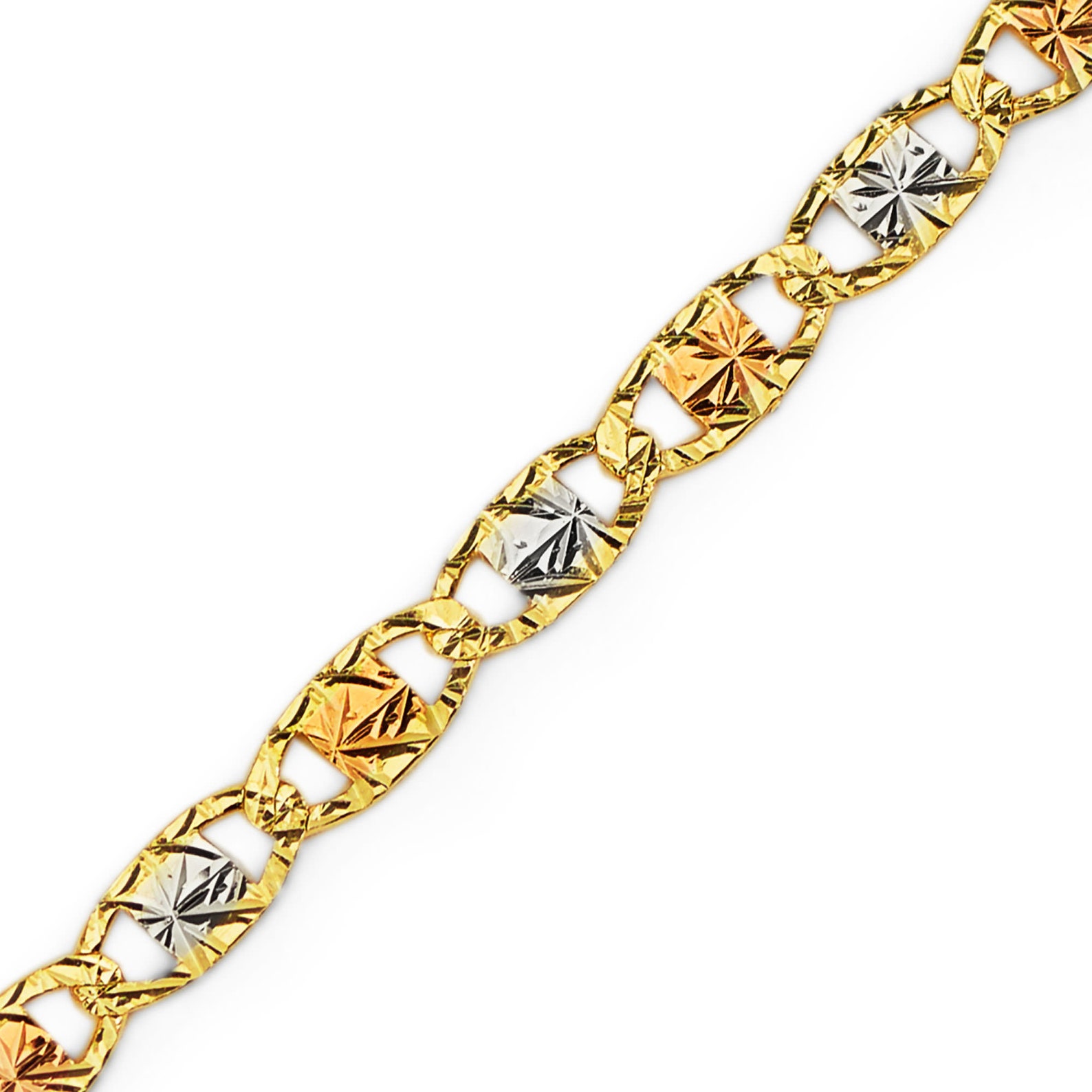 2mm 14K Gold Solid Tri-color Valentino Chain Diamond Cut - Etsy