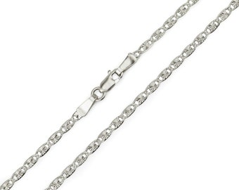 14k Gold Necklace Solid White Gold Valentino Chain 16/18/20 Inches 2.0 MM