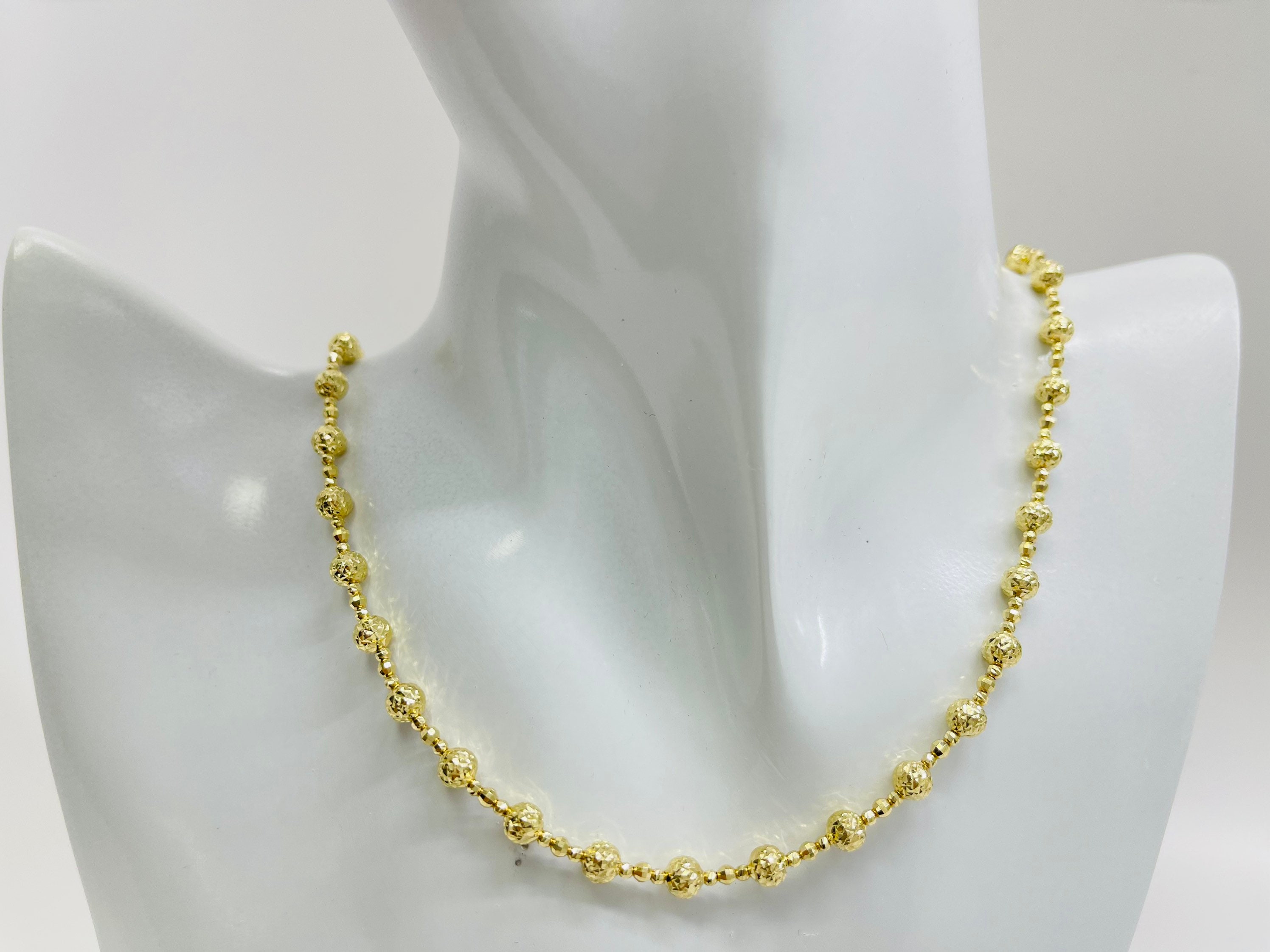 14k Gold Necklace Yellow Gold Candy Sparkle Bead Chain 16-18