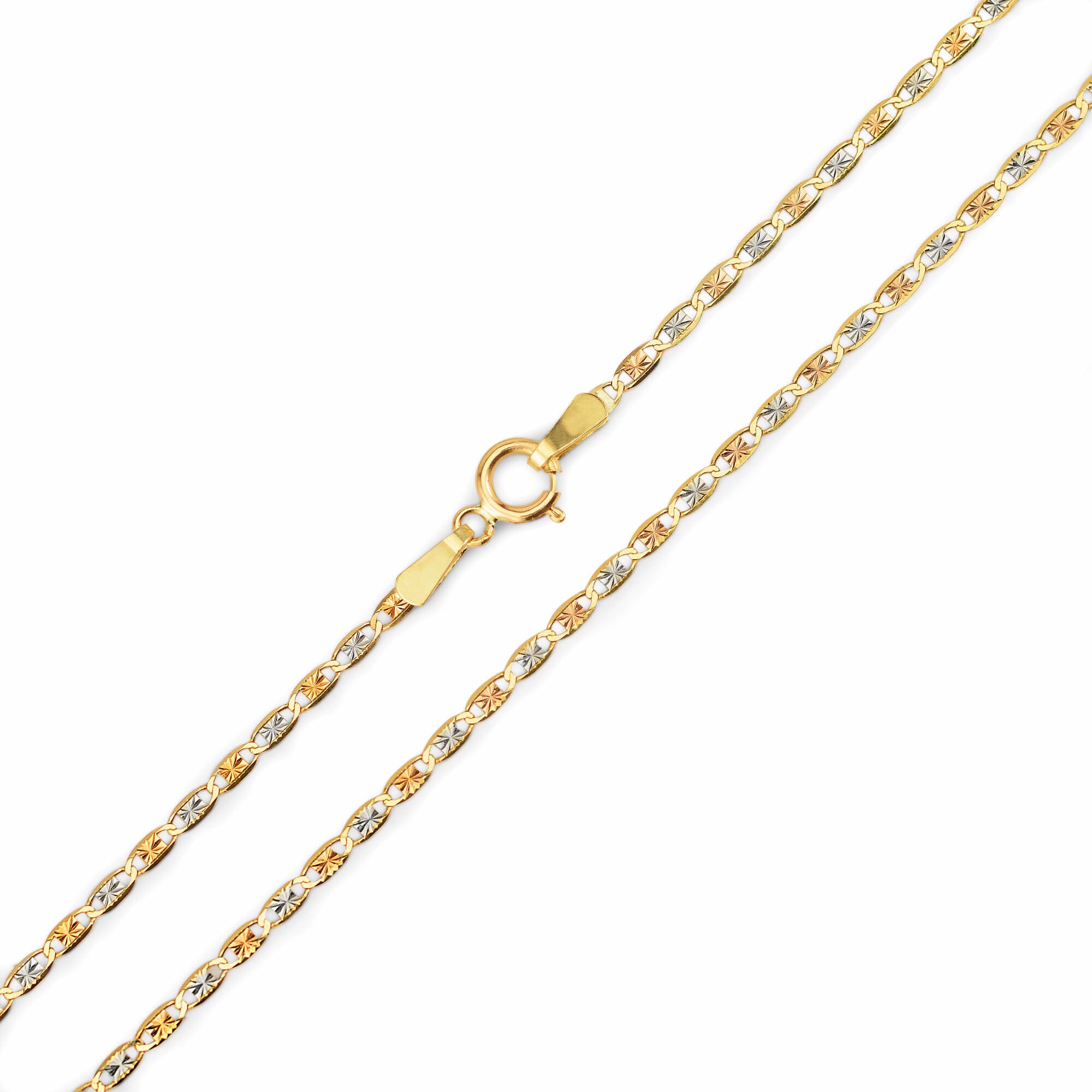 1.5mm 14K Gold Solid Tri-Color Valentino Chain Diamond Cut | Etsy